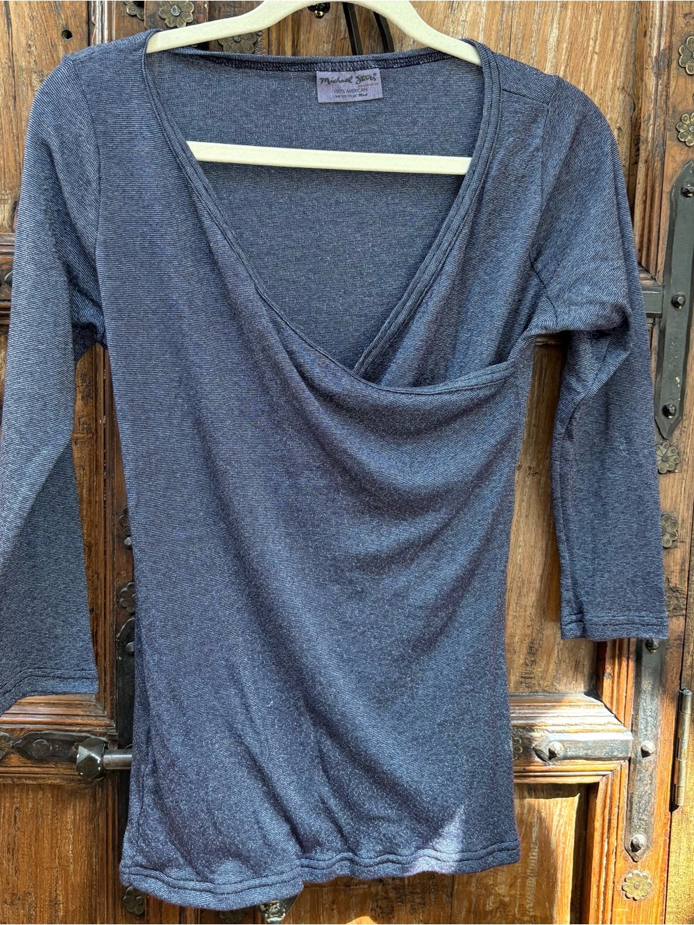 Michael Stars Blue-Gray Draped Faux Wrap Top - One Size Fits Most EUC